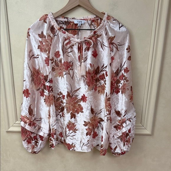 Fate Tops - Fate Velvet Burnout Peasant Blouse